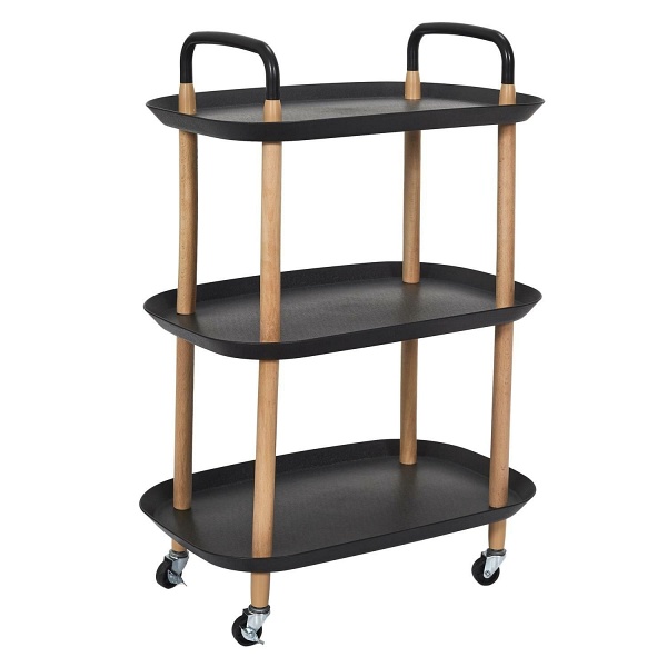 Wózek/ stolik Kaleo czarny/ naturalny - Intesi