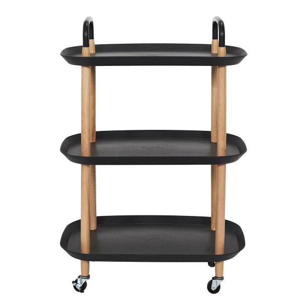 Wózek/ stolik Kaleo czarny/ naturalny - Intesi