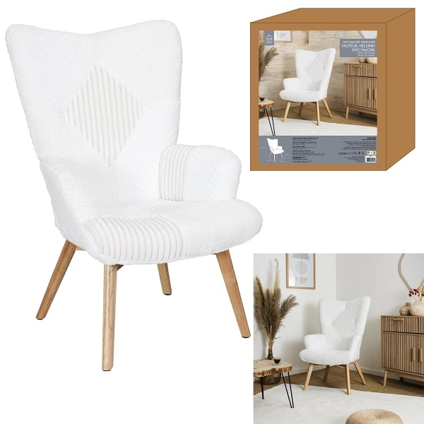 Fotel uszak Helsinki biały patchwork - Intesi