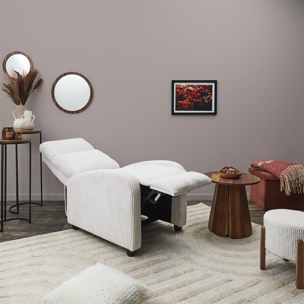 Fotel rozkładany Recliner Dream biały sztruks - Intesi