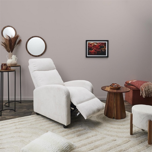 Fotel rozkładany Recliner Dream biały sztruks - Intesi