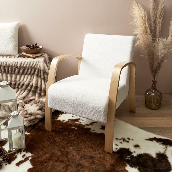 Fotel Hella boucle biały/ naturalny - Intesi