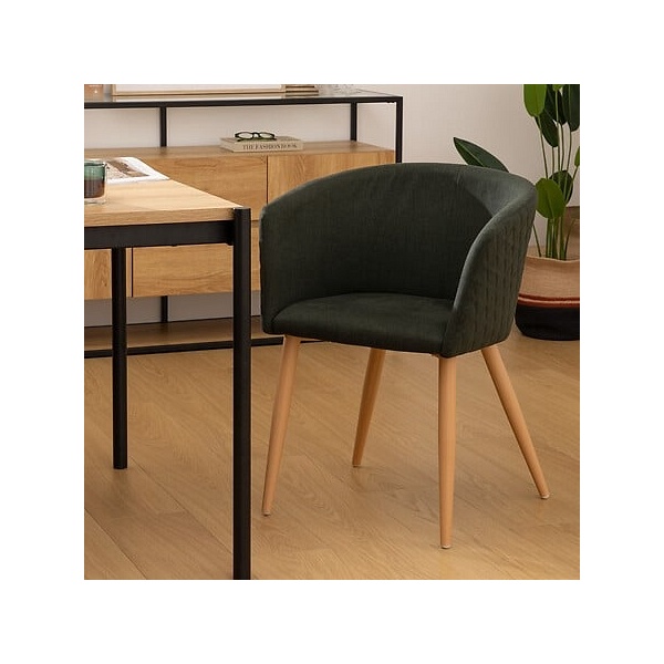 Krzesło Marlo zielone ciemne/ naturalne nogi - Nordivo