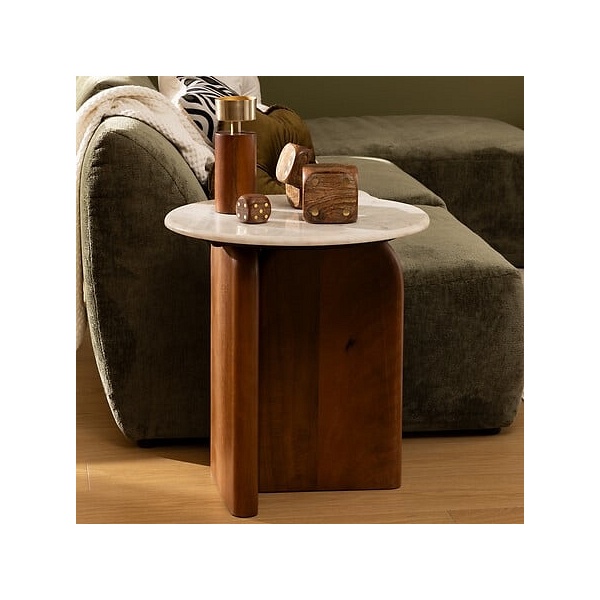 Stolik Nanda mango/marmur biały - Nordivo