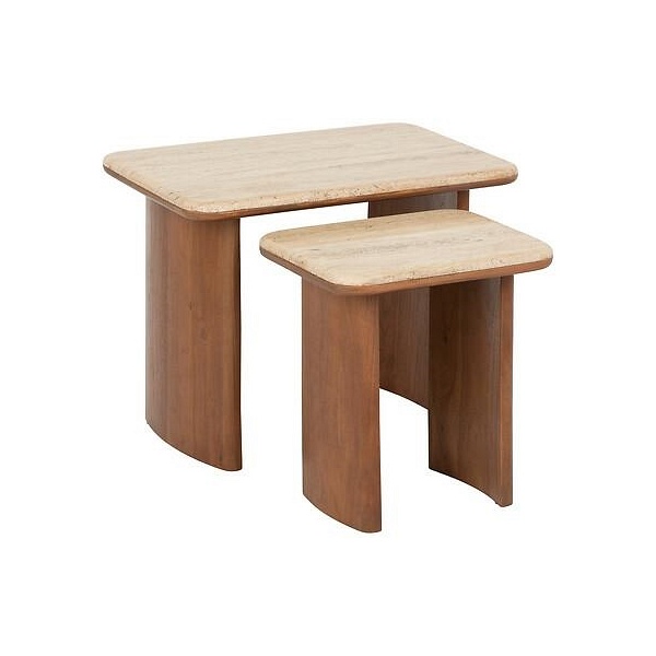 Zestaw 2 stolików Jivan trawertyn - Nordivo