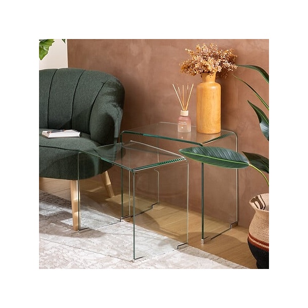 Zestaw 2 stolików Lenia szkło transparentne - Nordivo