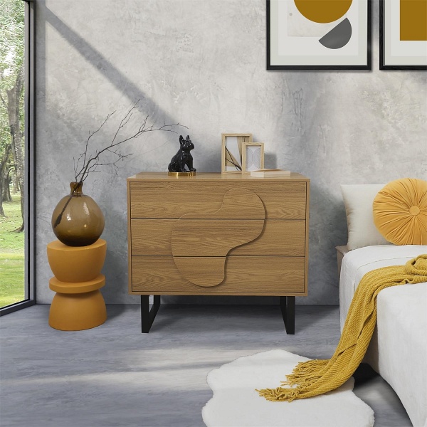 Komoda Calypso z 3 szufladami dąb/czarna - Intesi