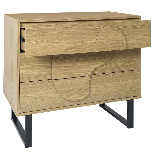 Komoda Calypso z 3 szufladami dąb/czarna - Intesi