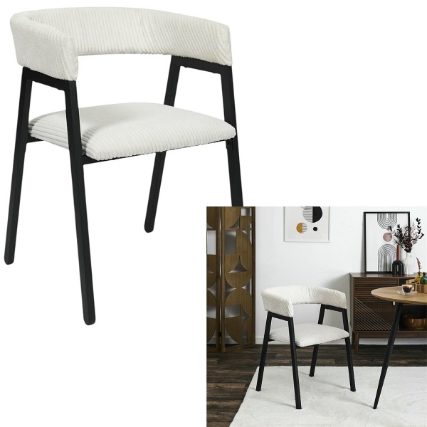 Krzesło Scott białe/czarne sztruks - Intesi