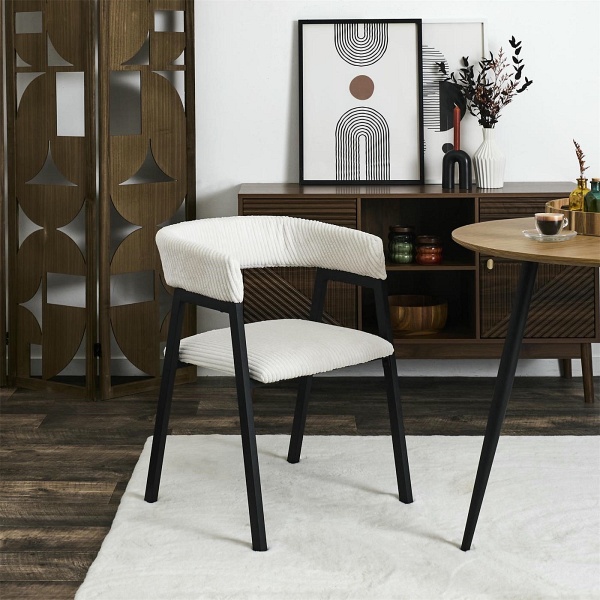 Krzesło Scott białe/czarne sztruks - Intesi