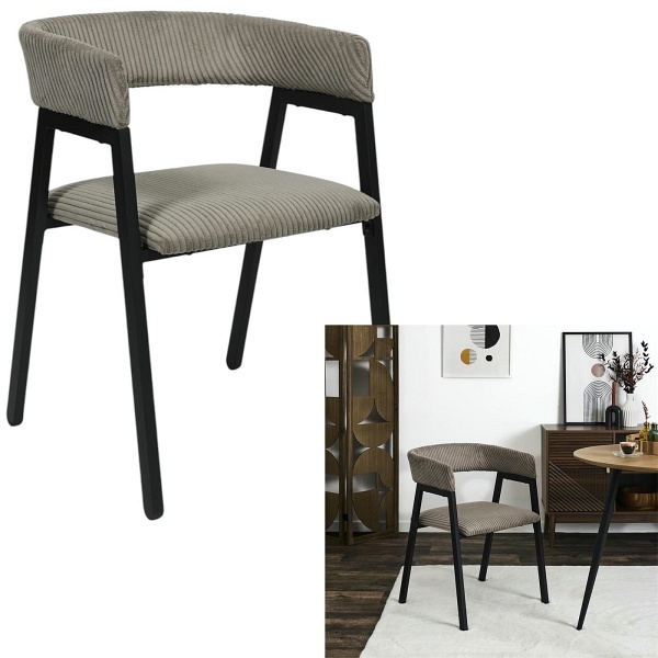 Krzesło Scott taupe/czarne sztruks - Intesi