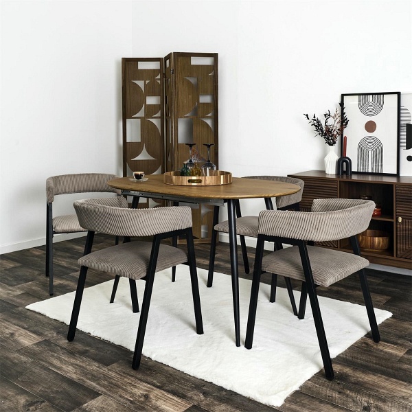 Krzesło Scott taupe/czarne sztruks - Intesi