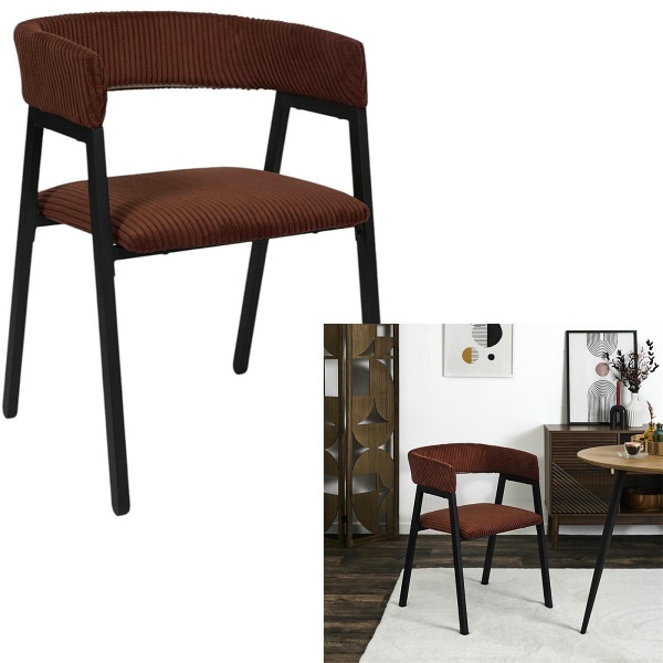 Krzesło Scott teracotta/czarne sztruks - Intesi