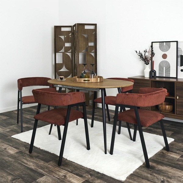 Krzesło Scott teracotta/czarne sztruks - Intesi