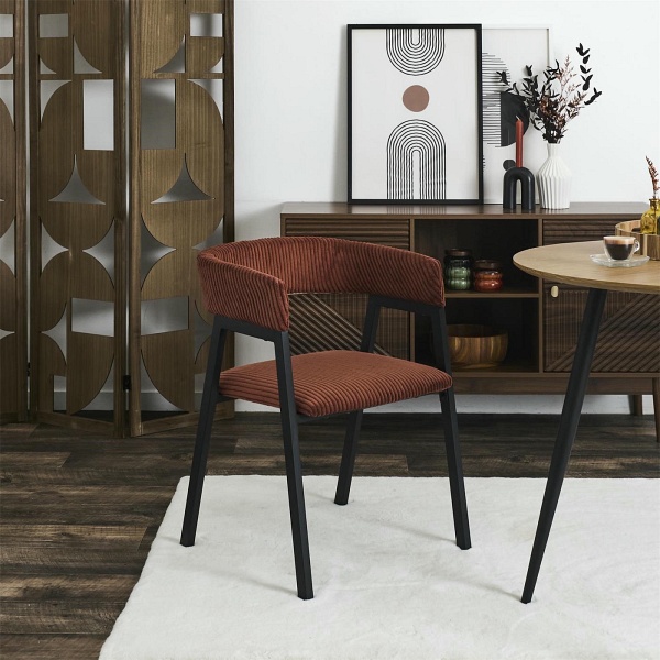 Krzesło Scott teracotta/czarne sztruks - Intesi