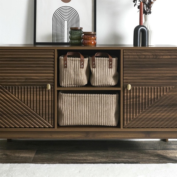 Zestaw 3 koszy Sztruks taupe - Intesi