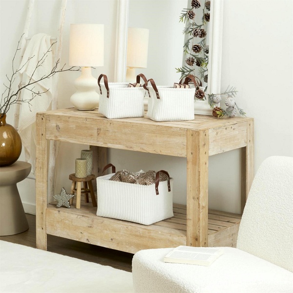 Zestaw 3 koszy Sztruks białe - Intesi