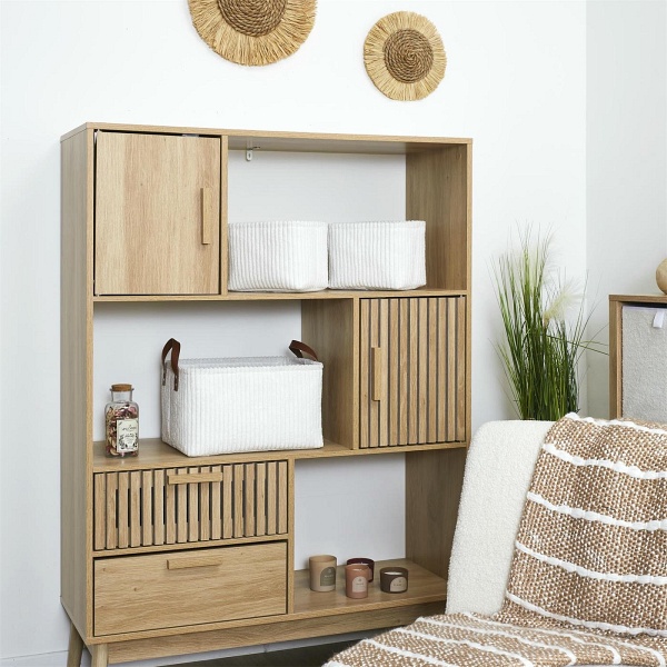 Zestaw 3 koszy Sztruks białe - Intesi