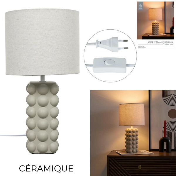 Lampka stołowa Ramil ceramiczna beżowa - Intesi