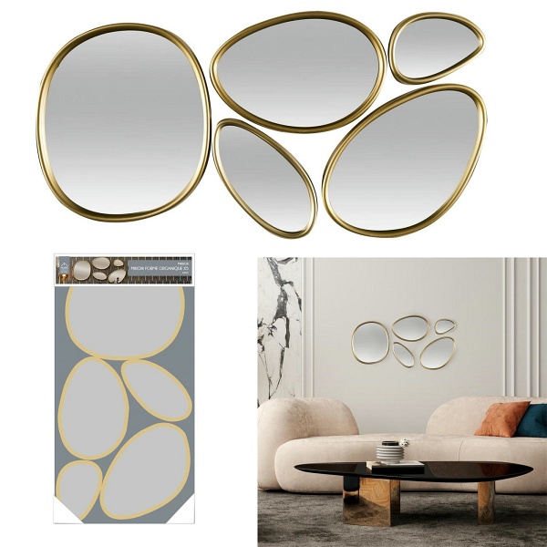 Zestaw 5 luster Organic Shape złote - Intesi