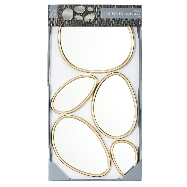 Zestaw 5 luster Organic Shape złote - Intesi