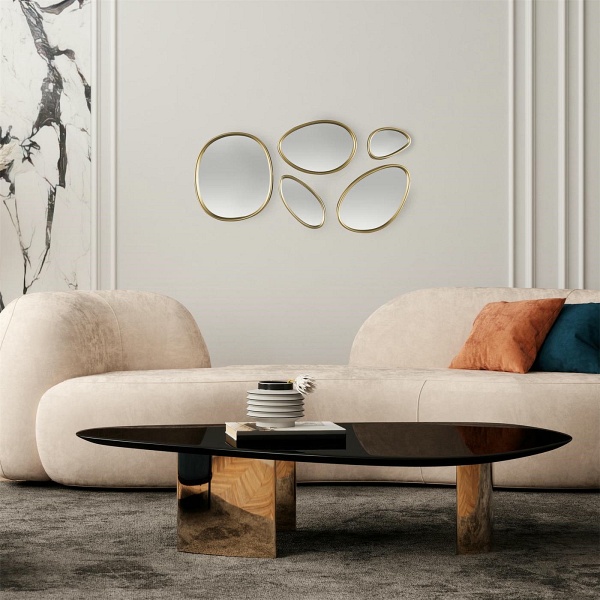 Zestaw 5 luster Organic Shape złote - Intesi