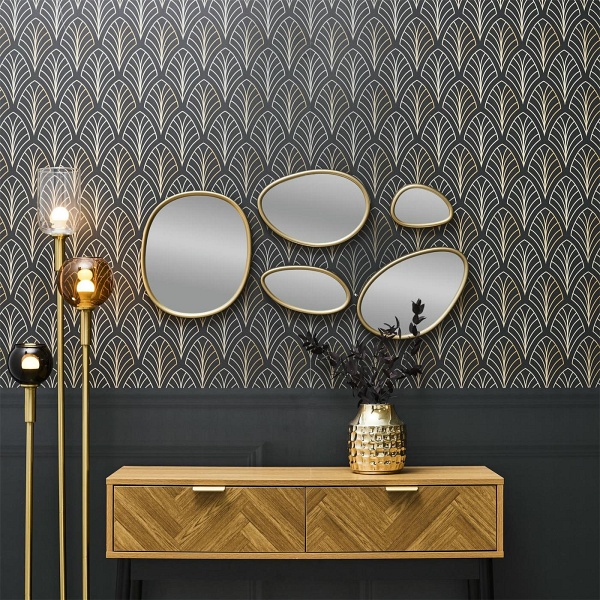 Zestaw 5 luster Organic Shape złote - Intesi