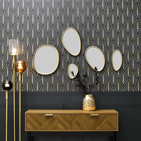 Zestaw 5 luster Organic Shape złote - Intesi