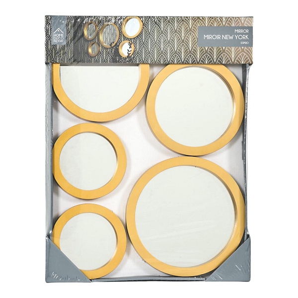 Zestaw 5 luster Gilded okragłe złote - Intesi