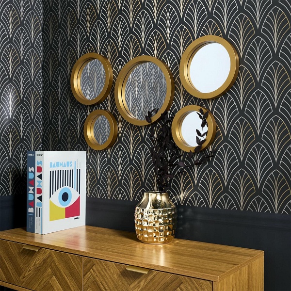 Zestaw 5 luster Gilded okragłe złote - Intesi