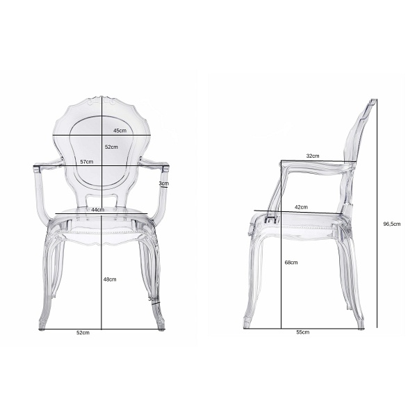 Krzesło transparentne Queen Arm - Intesi