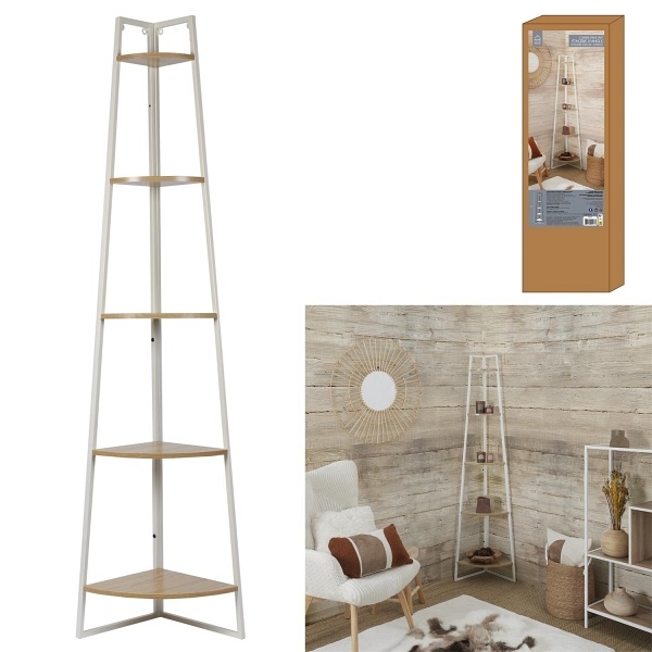 Regał Corner narożny z 5 półkami biały - Intesi