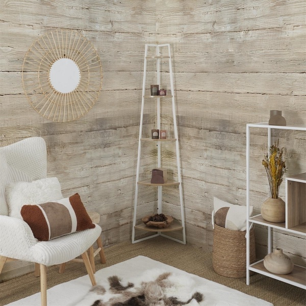 Regał Corner narożny z 5 półkami biały - Intesi