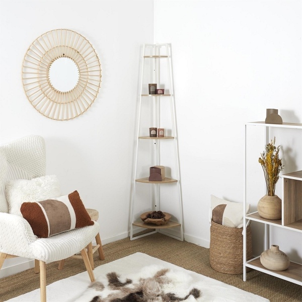 Regał Corner narożny z 5 półkami biały - Intesi