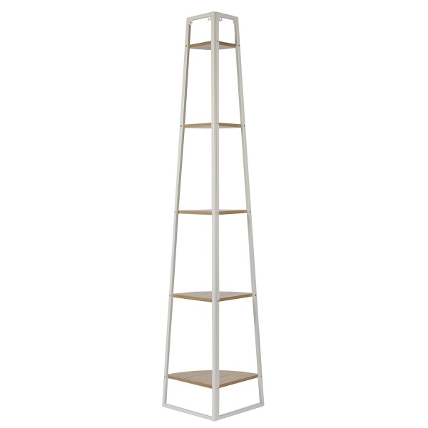 Regał Corner narożny z 5 półkami biały - Intesi