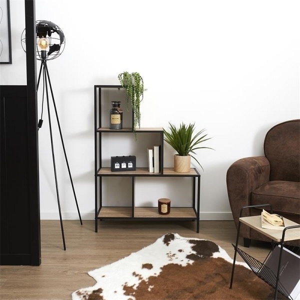 Regał schodkowy Edison M naturalny/czarny - Intesi