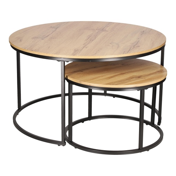 Zestaw 2 stolików Ruth naturalne/czarne - Intesi