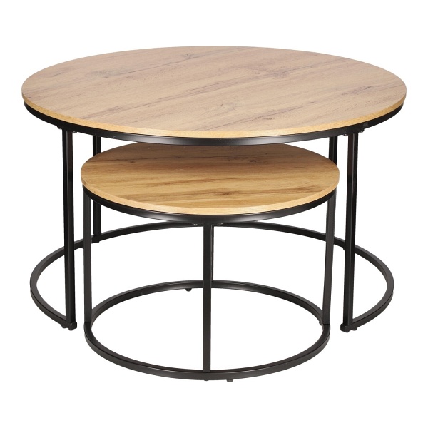 Zestaw 2 stolików Ruth naturalne/czarne - Intesi