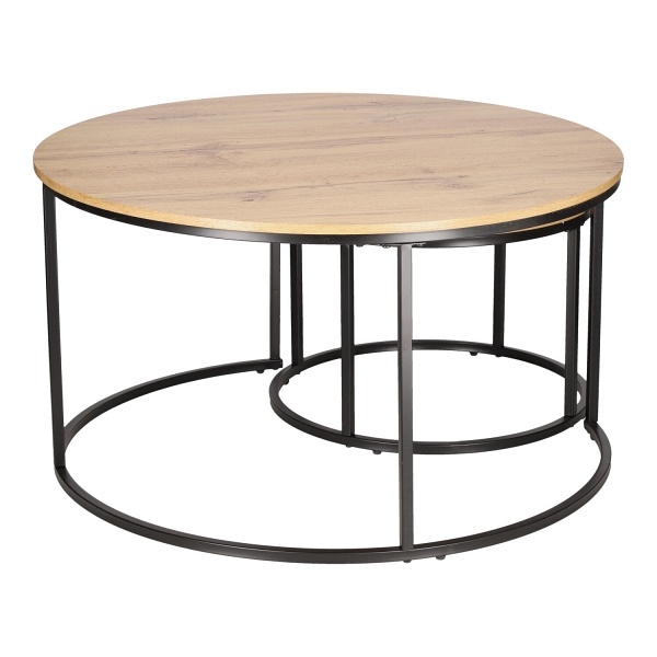Zestaw 2 stolików Ruth naturalne/czarne - Intesi