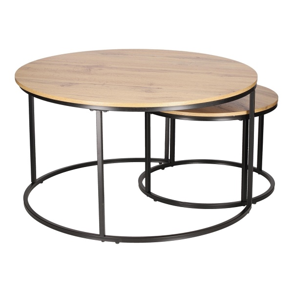 Zestaw 2 stolików Ruth naturalne/czarne - Intesi