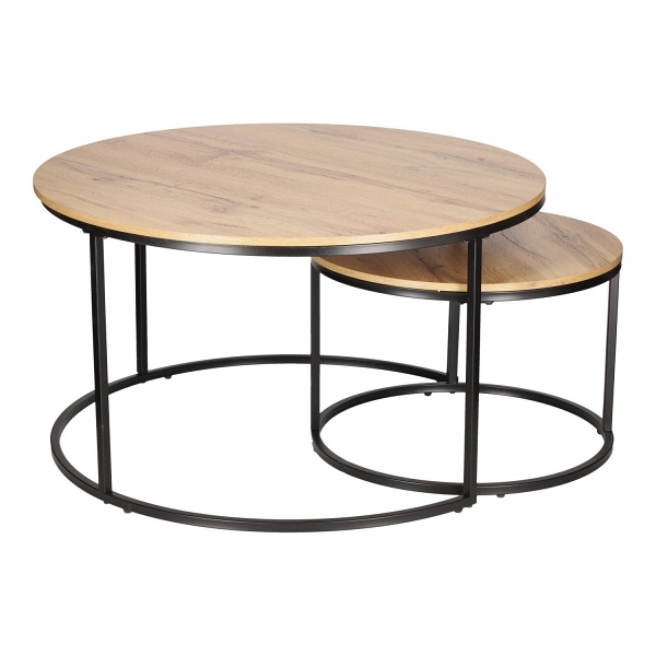Zestaw 2 stolików Ruth naturalne/czarne - Intesi