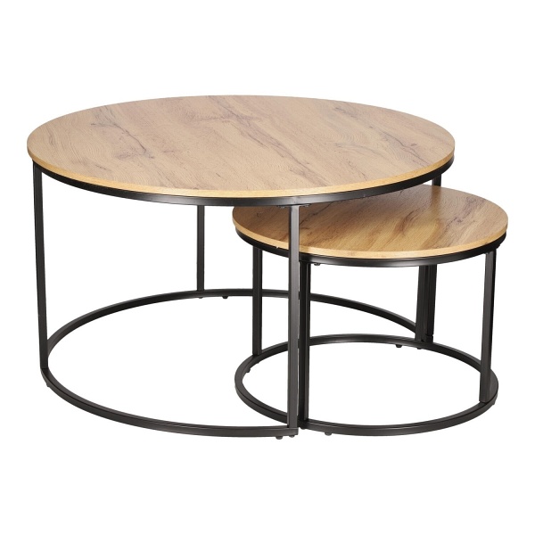Zestaw 2 stolików Ruth naturalne/czarne - Intesi