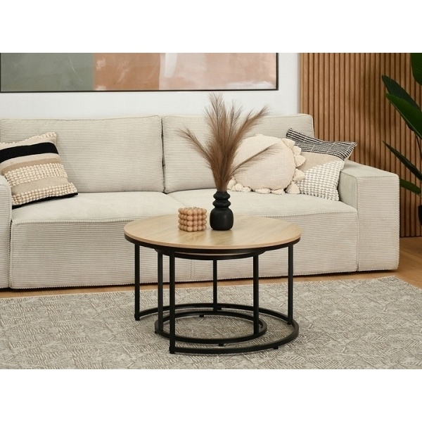 Zestaw 2 stolików Ruth naturalne/czarne - Intesi