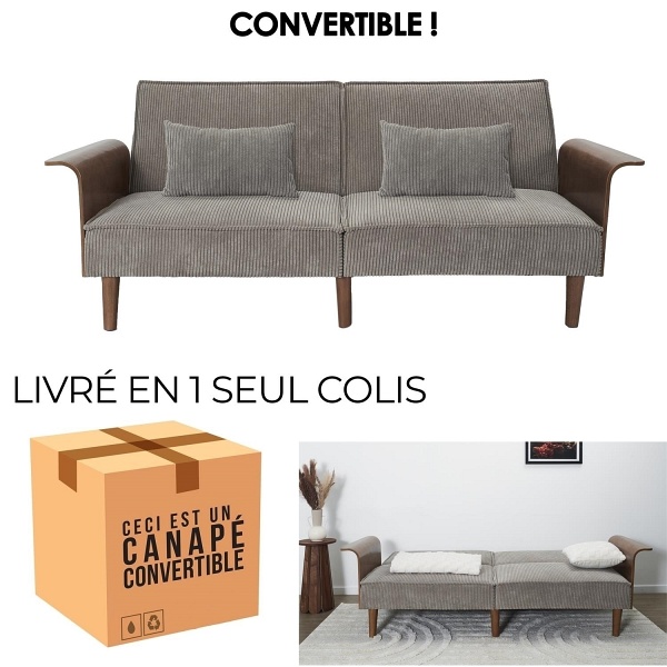 Sofa rozkładana Scott szara sztruks - Intesi