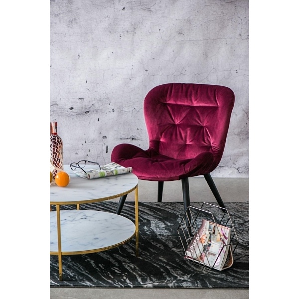 Stolik kawowy Alisma okrągły z półką Mar able/Gold - ACTONA