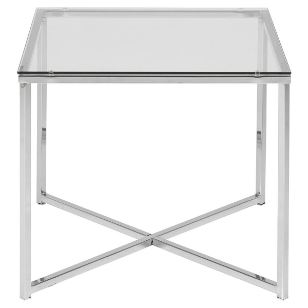 Stolik kwadratowy Cross szkło/chromowany - ACTONA