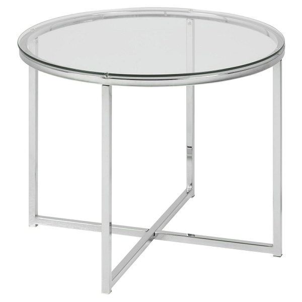 Stolik okrągły Cross szkło/chromowany - ACTONA