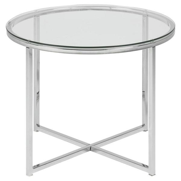 Stolik okrągły Cross szkło/chromowany - ACTONA