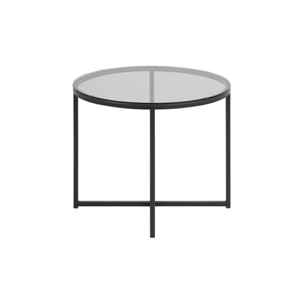 Stolik okrągły Cross szkło/czarny - ACTONA