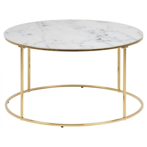 Stolik kawowy Bolton okrągły marmur/złot y - ACTONA